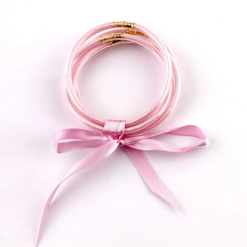 Light Pink 5 шт./компл. золото все блестящие заполнены силиконовые браслеты с блестками прогноз желе браслеты для Для женщин «Молитва о душевном спокойствии» браслет ювелирные изделия - Окраска металла: Light Pink