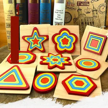 

Creative 3D Nesting Wooden Geometric Blocks Intelligence Develop Jigsaw Educational Toys for Kids Baby Toddlers