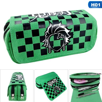 

Anime Demon Slayer: Kimetsu No Yaiba Pencil Case Make Up Cosmetic Bag Cartoon Student Multi-function Flip Stationery Bag Gift