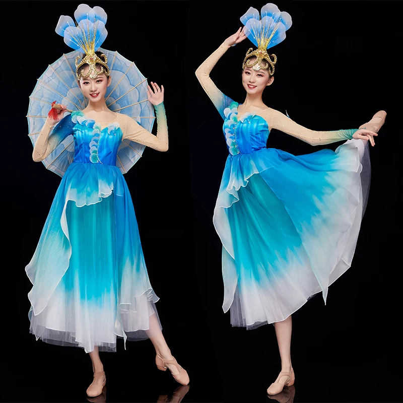 

Opening dance big swing skirt atmospheric modern dance costume song dance square dance costume stage dress