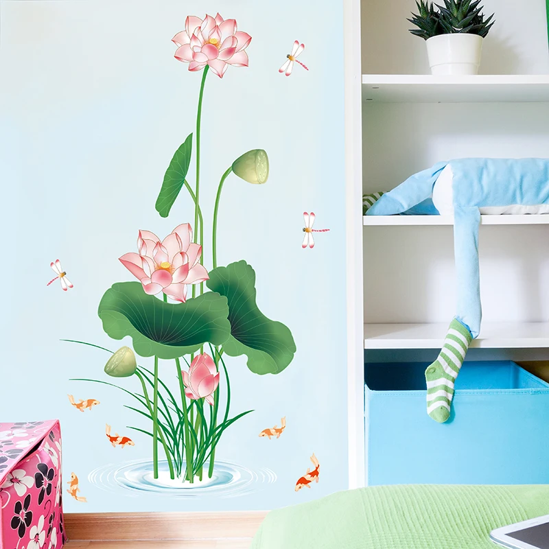 [SHIJUEHEZ] Цветок лотоса наклейки на стену DIY речной Завод Наклейки стены для