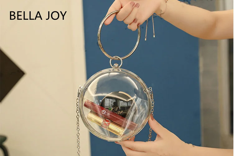 BELLA JOY Wallet Evening Bags Acrylic Fashion Women Cute Solid Transparent Ball Shoulder Bag Lovely Small Casual Clutch Bag
