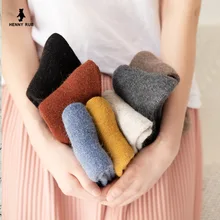 HENNY Рю медведь 19 осень и зима новые высококачественные цветные мягкие махровые шерстяные женские толстые зимние короткие носки