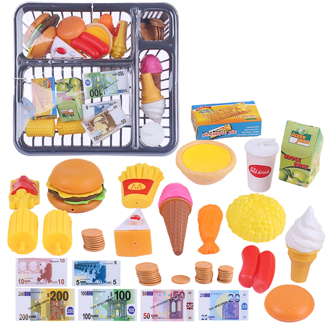 26Pcs Children Pretend Play Toys Kitchen Simulation Tableware With Drain Basket Playset Pretend Play Toy Gifts For Children Kids