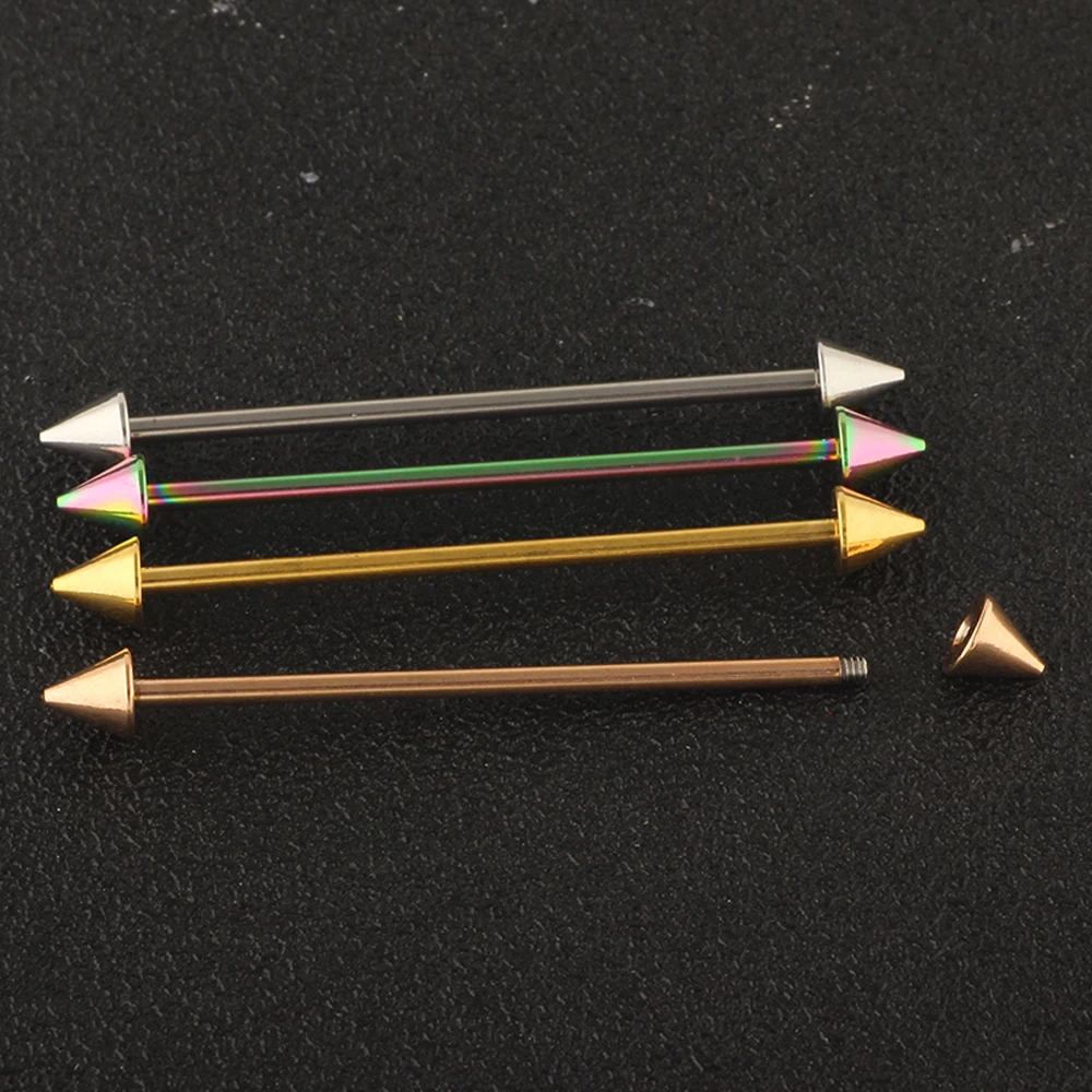 JUNLOWPY 14G Stainless Steel Industrial Barbell Earring Cartilage Body Piercing Jewelry 38mm 1&1/2 Inch Industrial Piercing Bar