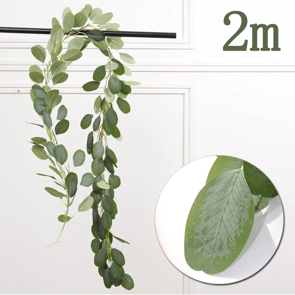 1х искусственные листья эвкалипта лоза Ротанга домашняя комната свадебное украшение 2 м