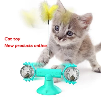 

Cat Toy Windmill Turntable Teasing Interactive Toys with Catnip Feather Kitten Scratching Tickle pet Supplies