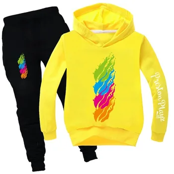 

2-16Y Fashion Lovely Hoodie Pants 2pcs Set Anime Pika Print Sportsuit color Boys Clothing Toddler Girl Outfits