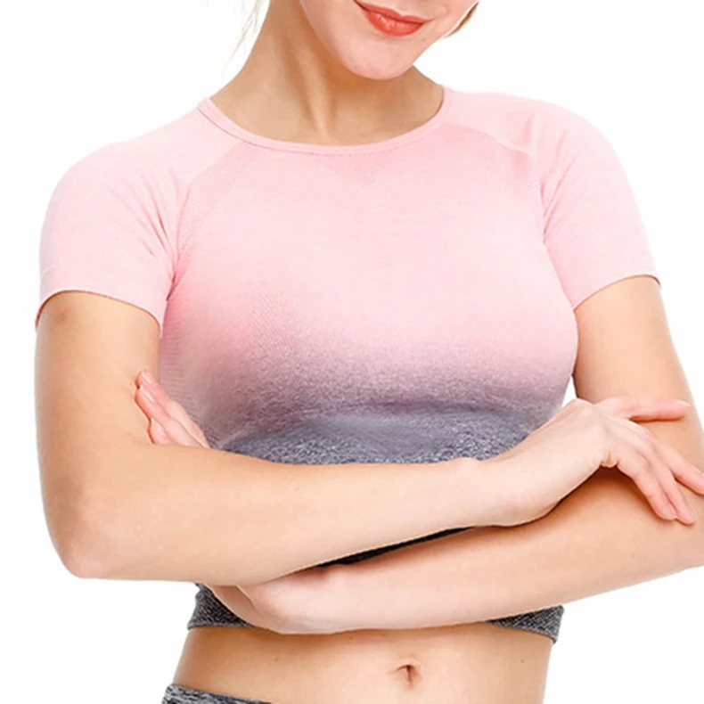 Топы для йоги, бесшовные рубашки для йоги, короткий рукав, укороченный топ, женская спортивная рубашка, женские спортивные топы для спортзала, Женский бесшовный топ, футболка для спортзала, Женская
