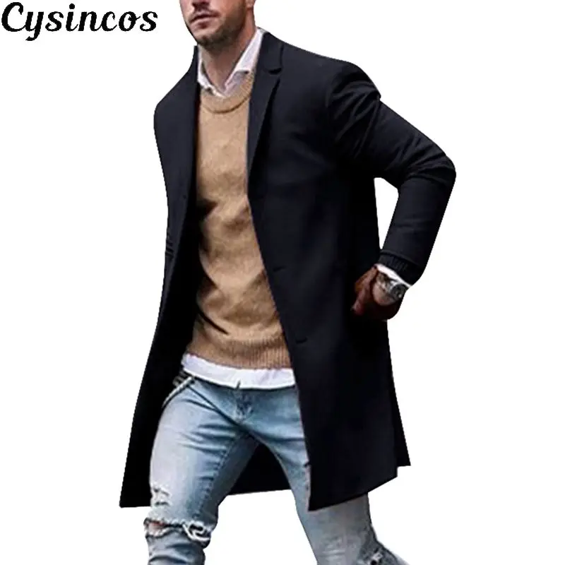 CYSINCOS новинка мужской костюм из смесового хлопка дизайнерское теплое пальто