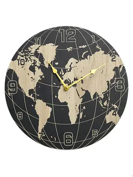 

Nordic Wooden Wall Clock Living Room Retro Modern Design World Map Silent Digital Wall Clock Creative Reloj Pared Home BH50HH
