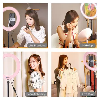 

10.2 Inch 26cm RGB Dimmable LED Ring Photography Light Selfie Fill Light with Cell Phone Clip Selfie Tripod