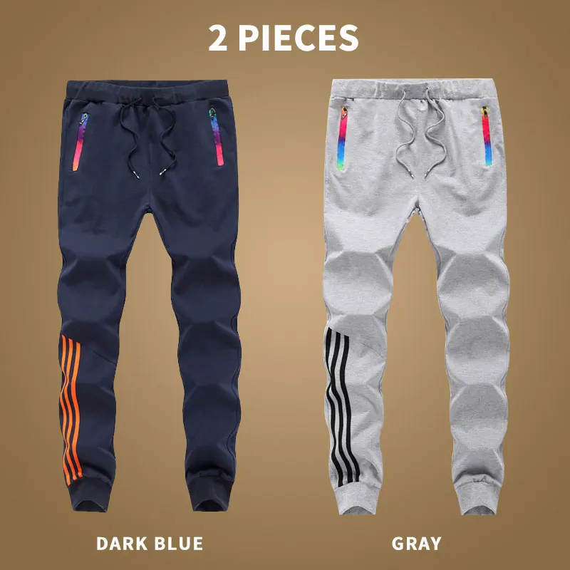 MT201 Darkblue grey 3 шт., Осенние штаны в стиле хип-хоп, мужские спортивные штаны, Хлопковые Штаны для бодибилдинга, бегунов, полосатые брюки, мужская спортивная одежда, 4XL 5XL, Pantalon Homme - Цвет: MT201 Darkblue grey
