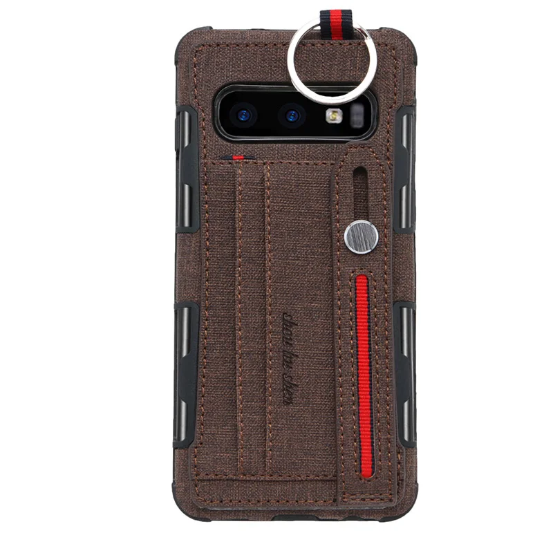 Coffee Кожаный чехол для телефона с ремешком и отделением для карт для samsung Galaxy S10 Lite S9 S8 Plus Note A50 A70 A30 A8 A9 - Цвет: Coffee