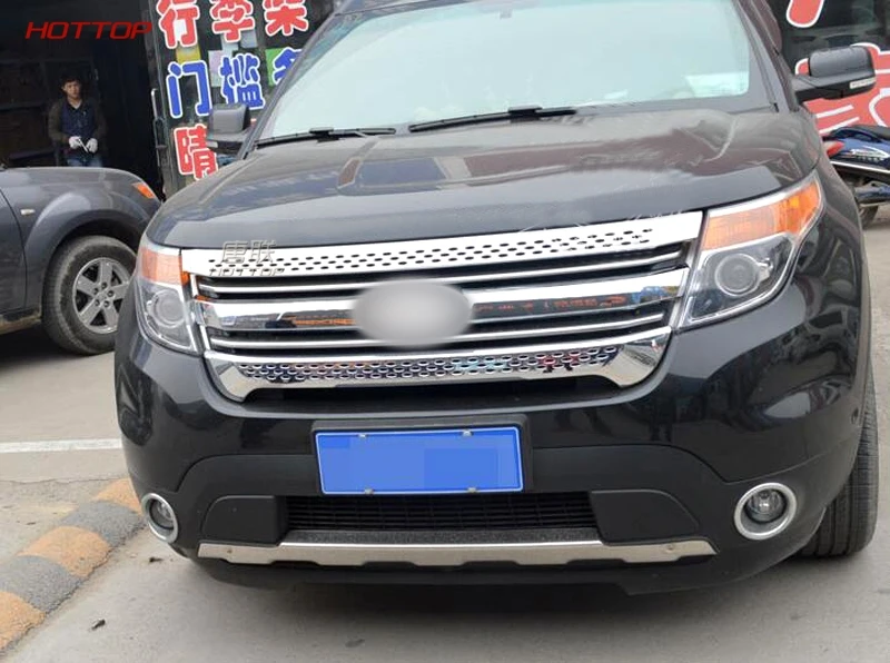 Для Ford Explorer 2011 2012 2013 ABS Хромированная передняя решетка Центр Гриль Крышка Накладка 3 шт./компл