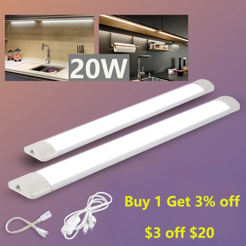 Luces Led para debajo de armarios de cocina, lámpara de 10W, 20W, T5, tubo con enchufe para decoración del hogar, 220V, 110V