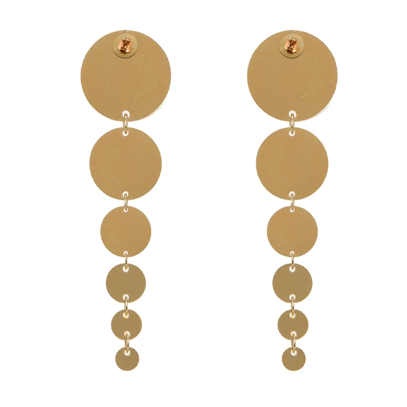 KUGUYS Golden Colorful Acrylic Round Long Tassel Drop Earrings for Women Trendy Jewelry Fashion Gift Hyperbole Accessories - Image 2