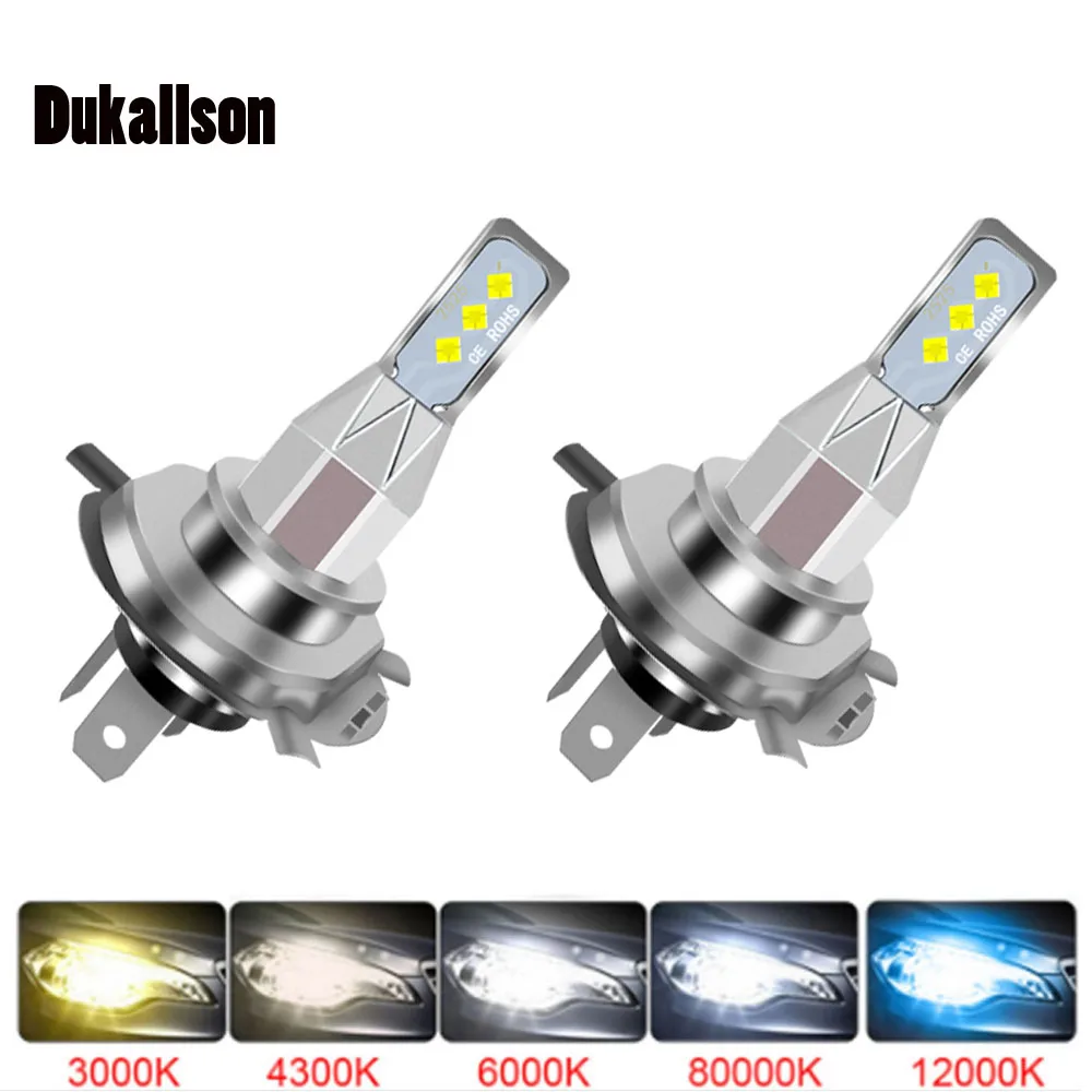 

2Pcs 4300K H4 H7 H11 H8 H9 9006 HB4 H1 9005 HB3 Mini Car Headlight Bulbs LED Lamp 2525 Chip 20000LM Auto Fog Lights 6000K 8000K
