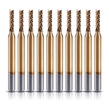 

10Pcs CNC Rotary Burrs Set PCB Milling Bits 1/8inch Shank Titanium Coated Tungsten Steel Corn Milling Cutter Tool for Mold Plast