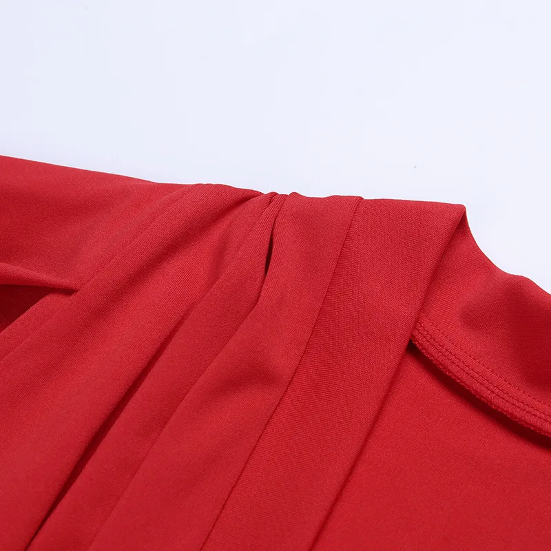 WYHHCJ вечернее платье с рукавами-фонариками и v-образным вырезом, женское однотонное красное сексуальное осенне-зимнее тонкое элегантное мини-платье с эластичной талией и рюшами