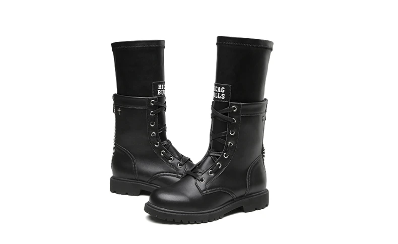 Jookrrix Women Genuine Leather Comfortable Shoes Female Mid Calf Boots Women Fashion Martin Boots Winter Shoes