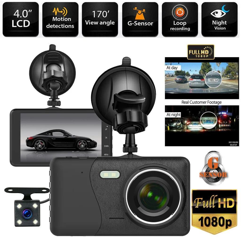 4 дюйма 1080P двойной объектив приборной панели автомобиля DVR видео рекордер Dash Cam+ камера заднего вида автомобиля dvr камера Dashcam видео регистратор# g4