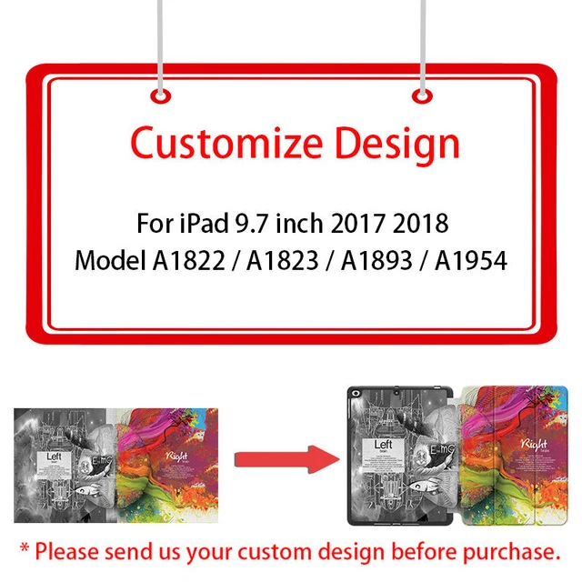 MTT для ipad 9,7 дюймов Чехол A1822 A1823 левый и правый мозги окрашенный из искусственной кожи чехол-подставка для нового ipad 9,7 '' A1893 A1954 - Цвет: Custom Design