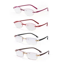 Ультралегкие очки для чтения без оправы, женские и мужские прозрачные линзы, анти-Blu-Ray компьютерные очки, очки для чтения Пресбиопии для женщин и мужчин