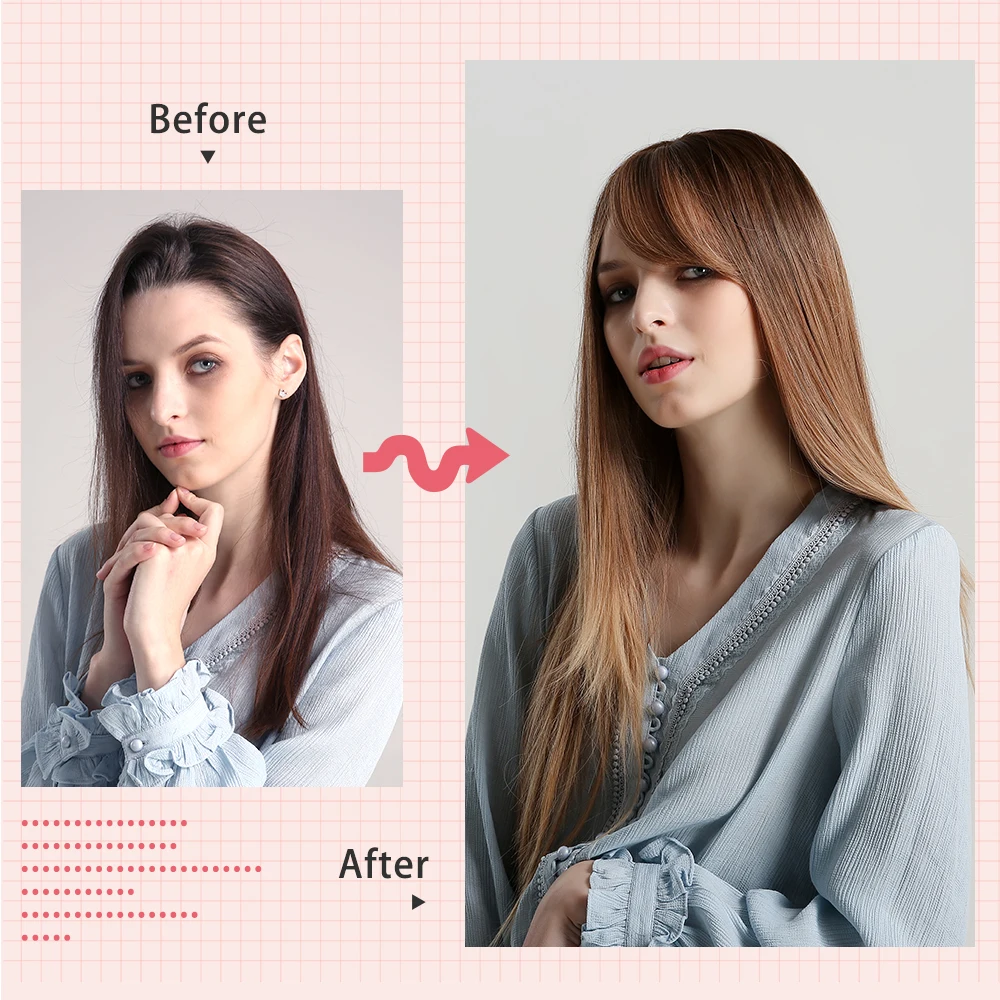 Inhaircube Длинные Синтетические натуральные прямые коричневые Омбре светлые волосы