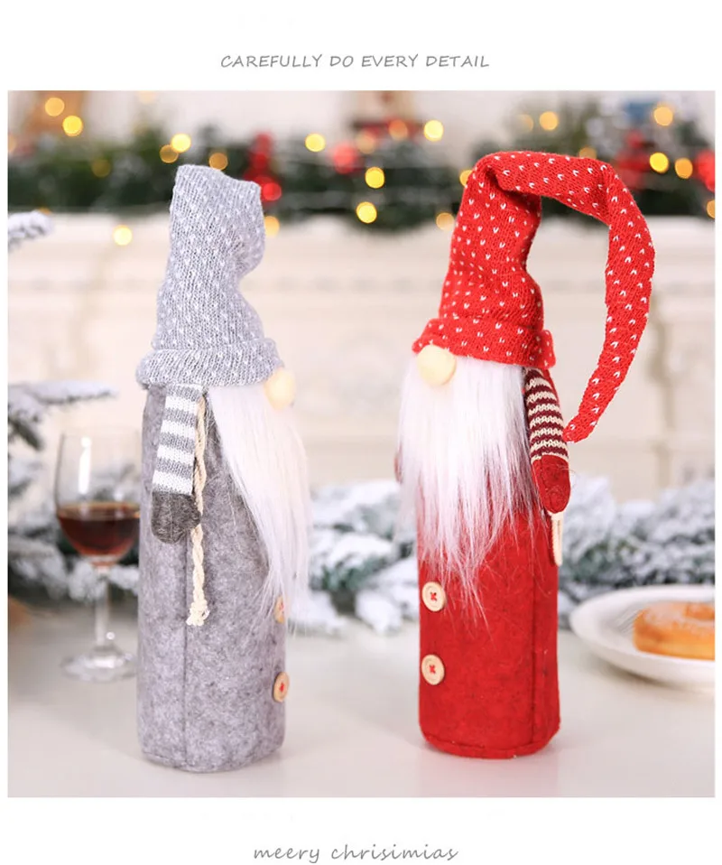 

2019 Newest Wine Bottle Cover Christmas Bottle Cover Household Table Home Party Xmas Decoration Table Jar Wine Bottle Cover Wrap
