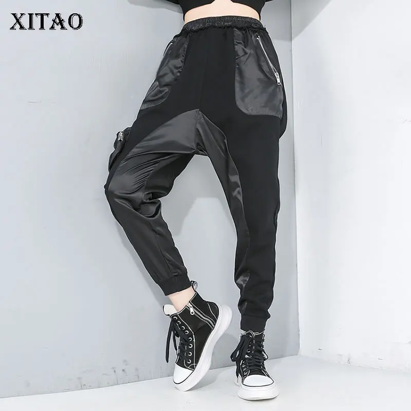 XITAO Лоскутные женские шаровары модные новые штаны с эластичным поясом и карманом