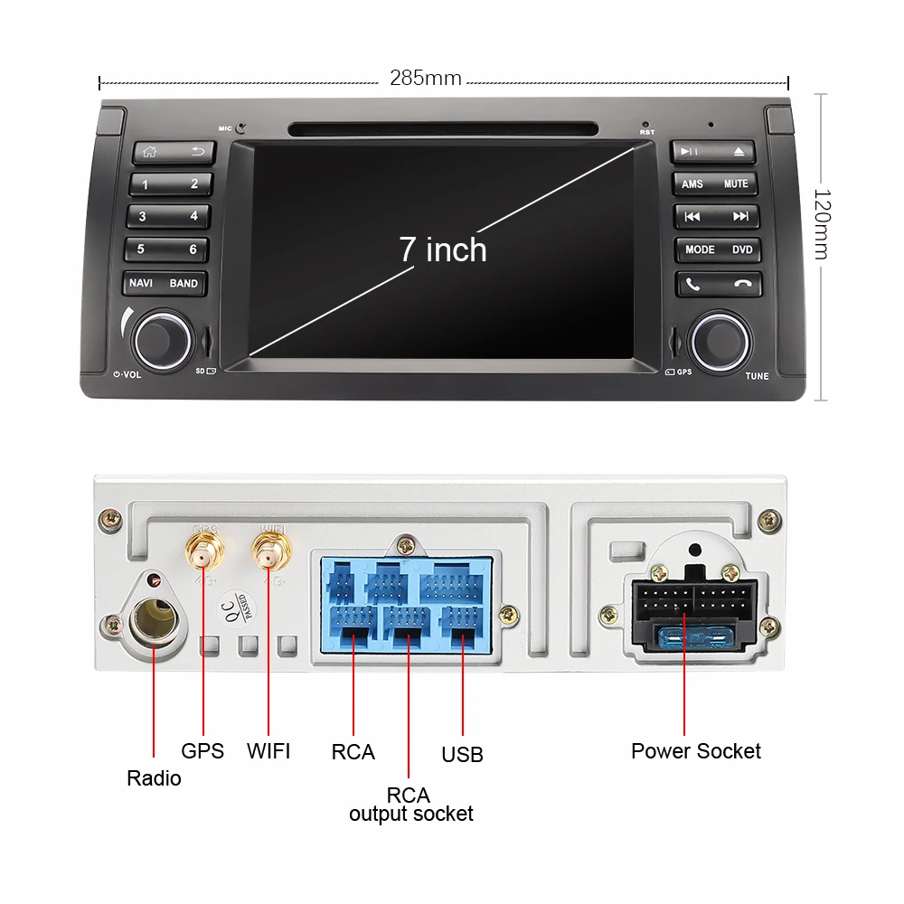 Baratos Reproductor de dvd para coche Eunavi 1 din 7 Android 9,0 para BMW E53 E39 X5 radio automática de cuatro núcleos estéreo Multimedia para coche con DSP WIFI BT SWC
