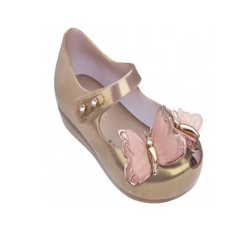 Melissa Baby Gills/обувь с 3D бабочкой; Новинка года; летняя прозрачная обувь для девочек; сандалии с бабочкой для девочек; Детские пляжные сандалии; сандалии для малышей - Цвет: Розовый