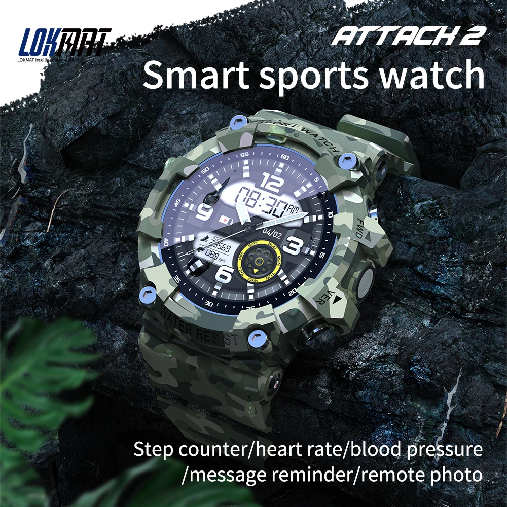 Inteligente de Fitness Monitoramento da Freqüência Cardíaca para Android Ip68 à Prova Novo Lokmat Esporte Relógio Rastreador Ataque 2 Bluetooth Dip68 Água Relógios Ios - Image 2