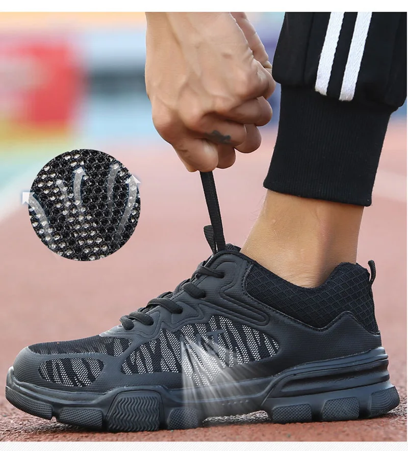 Men Steel Nose Safety Work Shoes Lightweight Breathable Reflective Casual Sneaker Prevent piercing Protective boots Sneakers