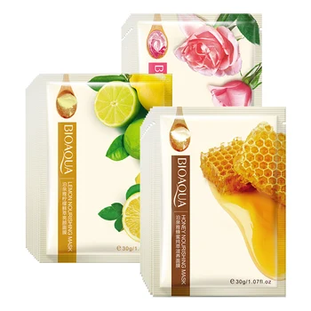 

10Pcs BIOAQUA Natural Moisturizing Facial Mask Plant Essence Lemon Rose Honey Wrapped Mask Shrink Pores Brighten Face Skin Care