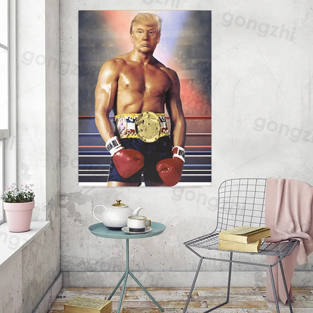 

Home Decoration Living Room Boxer Us President Trump Printed Canvas Painting Character Poster Creative Art Spoof Picture Mural