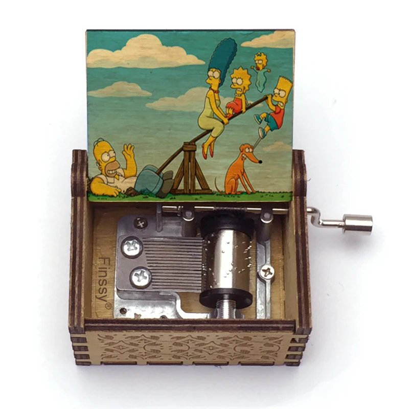 

2020 newest Print Simpsons Music Box Wood Music Box Simpson Music Theme Merry for Childrens New Year Gift Christmas Present