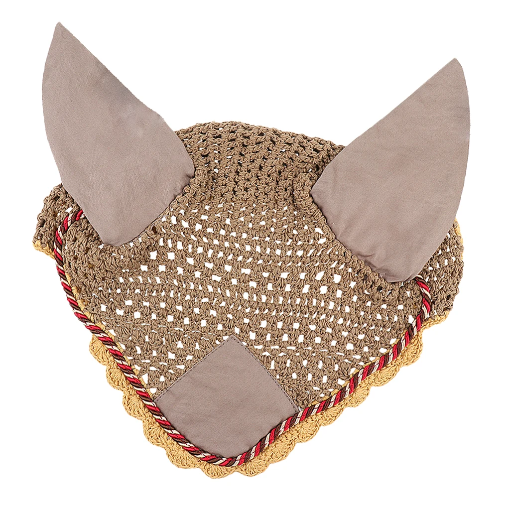 Professional Soft Cotton Hand Crochet Breathable Fly Veil Horse Ear Net With Ears Horse Wear Horse Equipment For Horse 3