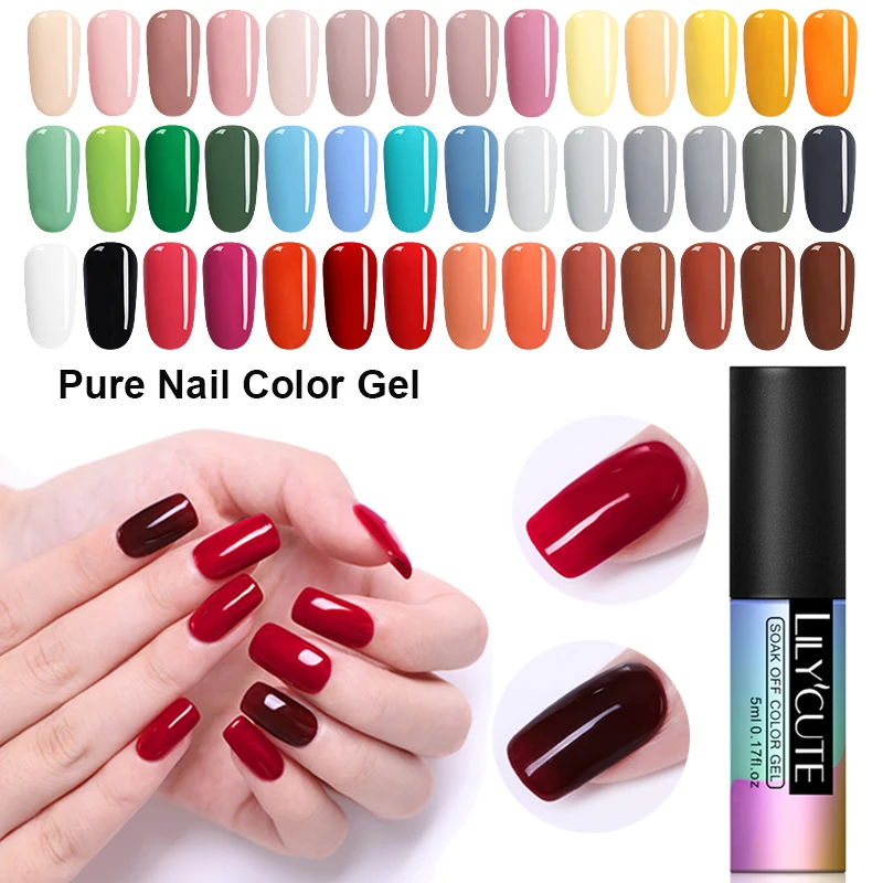 

LILYCUTE 175 Colors Gel Nail Polish UV LED Nail Art Varnish Soak Off Semi Permanent Nail Art Gel Glitter DIY Design Gel Varnish