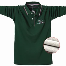 Рубашка поло, Повседневная теплая термо рубашка поло, Мужская рубашка поло с длинным рукавом, новинка, зимняя хлопковая рубашка с вышивкой размера плюс, топы, футболки 5XL