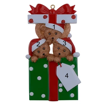 

Wholesale Resin Bear Family Of 3 Christmas Ornament Personalized Gift Write Your Own Name For Holiday Home Decor Miniature Craft