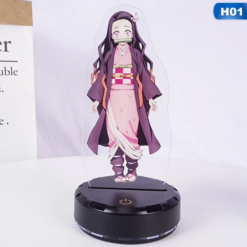 H01 Demon Slayer экшн аниме 3D изменение цвета Светодиодная фигурка Kimetsu No Yaiba Kamado Nezuko Kamado Tanjirou настольная визуальная модель подарок игрушка - Цвет: H01