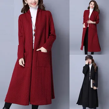 

Women Casual Solid Outerwear Pocket Jacket Loose Cardigan Long Sleeve Coats Dropshipping free shipping Leisure fashion The New