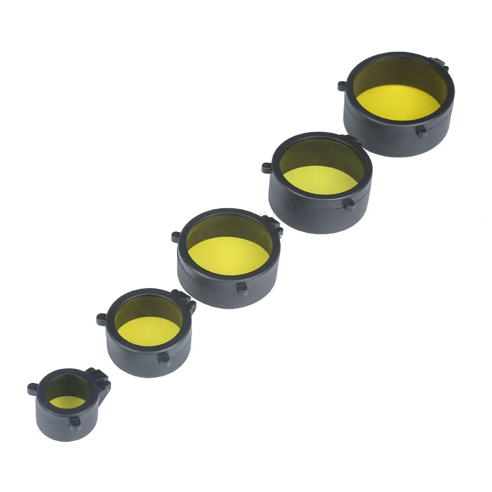 Transparent Rifle Scope Cover Protection 30mm-69mm Lens Cover Flip Up Quick Spring Cap Yellow Objective Lense Lid Hunting rifle scope lens cover rifle scope protector