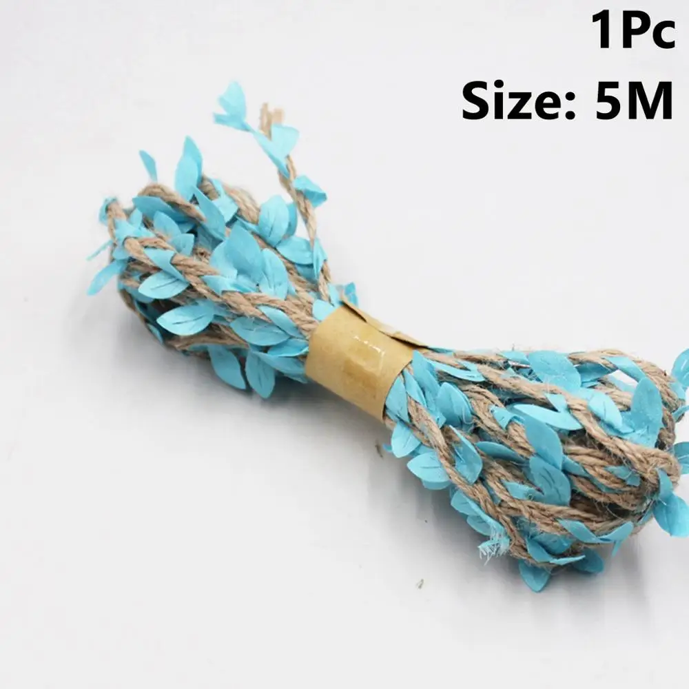 Blue 5m Rope CHZLL 5 шт. джутовых шнурков кружева мешочек для столовых приборов рустикальная свадьба посуда держатель для вилки, ножа сумка Украшение стола аксессуары вечерние Декор - Цвет: Blue 5m Rope