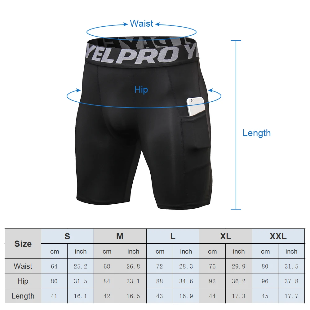 Shorts de compression pour hommes, pantalons de course, jogging, musculation, fitness, collants d'entraînement, bas à séchage rapide