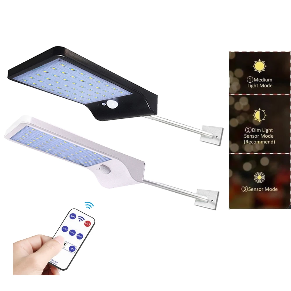 

remote Outdoor Led Light Wall Street Garden Security PIR Motion Sensor Solar Powered spot Lamp Waterproof IP65 Decorative w pole