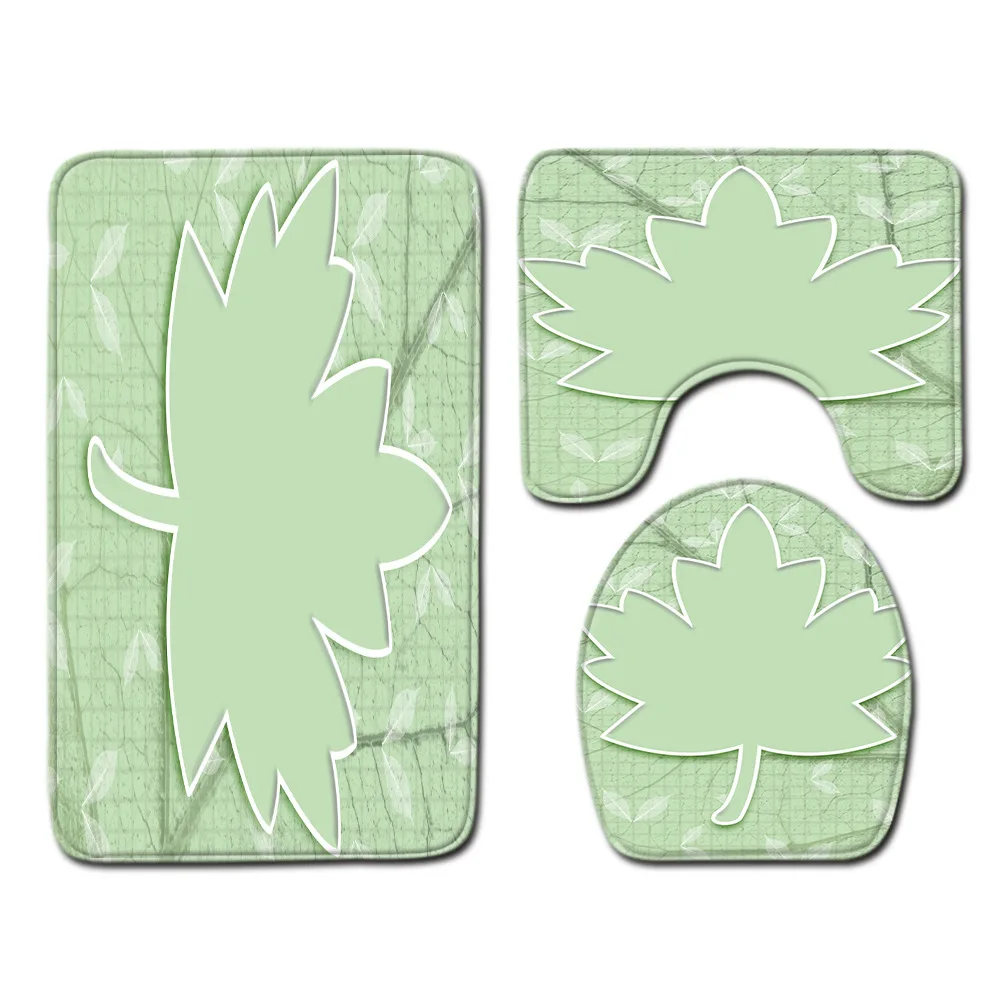 PA61 Zeegle Printed Bath Mat Set Flannel Toilet Mat Set Bathroom Mat Carpet Living Room Decoration Rug Anti-slip Absorbent Toilet Mat - Цвет: PA61