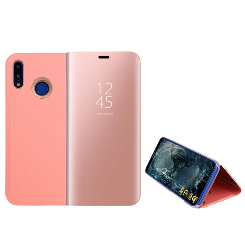 ROSE GOLD Mirror Filp case For Huawei P30 lite pro y6 y7 y9 p smart Smart mirror Leather Book Cover for Huawei honor 8a 8x 10 10 lite - Цвет: ROSE GOLD